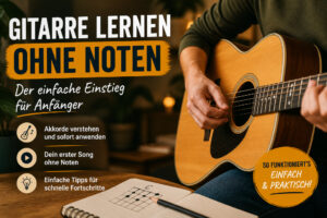Gitarre lernen ohne Noten für Anfänger mit Akkorden und einfachen Übungen (Akustikgitarre im Einsatz)