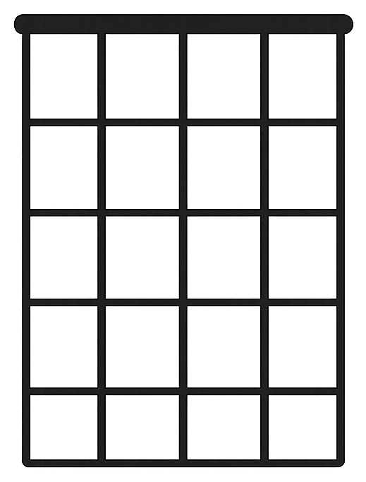 Minimalistisches Gitarren-Icon als schwarze Liniengrafik mit transparentem Hintergrund.